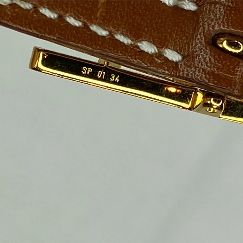 Hermes Mens Tan Leather Wrap  bracelet‎ Gold Tone H Buckle